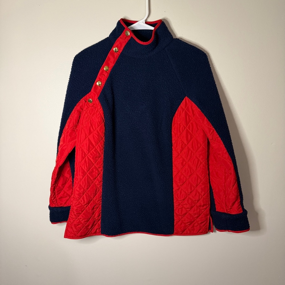 Sail to Sable size small navy blue and red quilted fleece pullover coat jacket